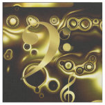 golden music notes pattern fabric