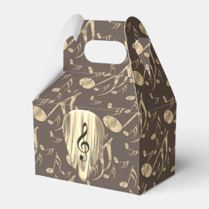 Golden Music Notes Treble Clef Pattern Favor Boxes