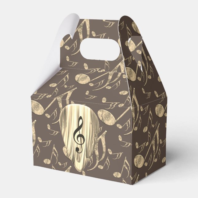 Golden Music Notes Treble Clef Pattern Favor Boxes (Back Side)