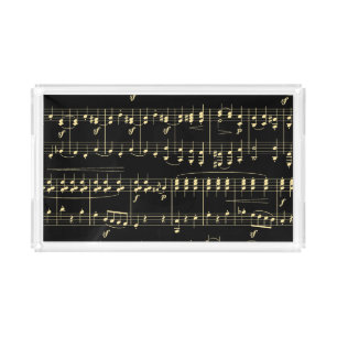 Golden Music on Black Acrylic Tray