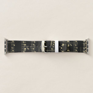 Golden Music on Black  Apple Watch Band