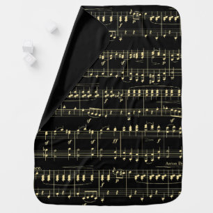 Golden Music on Black  Baby Blanket