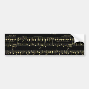 Golden Music on Black  Bumper Sticker
