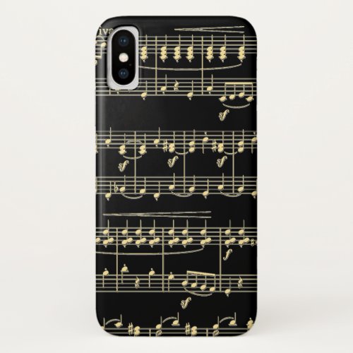 Golden Music on Black  iPhone X Case