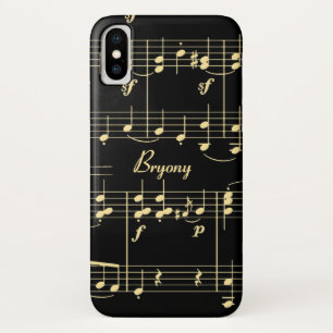 Golden Music on Black iPhone X Case