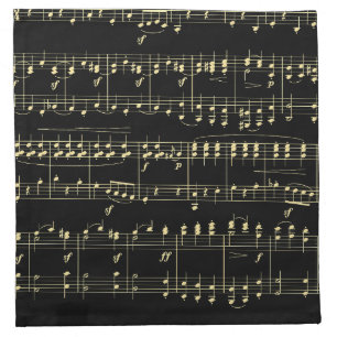 Golden Music on Black Cloth Napkin