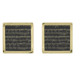 Golden Music on Black Cufflinks