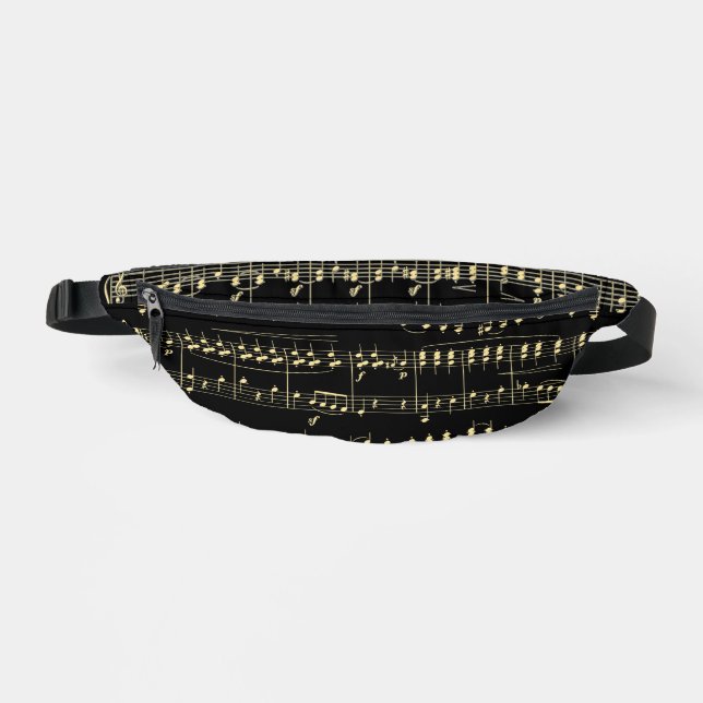 Golden Music on Black  Fanny Pack (Front)
