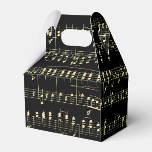 Golden Music on Black  Favor Boxes