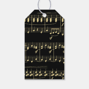 Golden Music on Black  Gift Tags