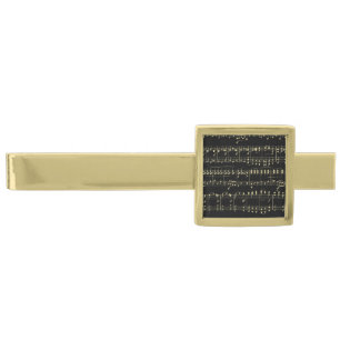 Golden Music on Black  Gold Finish Tie Bar
