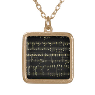 Golden Music on Black Gold Plated Necklace