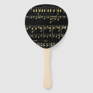 Golden Music on Black Hand Fan