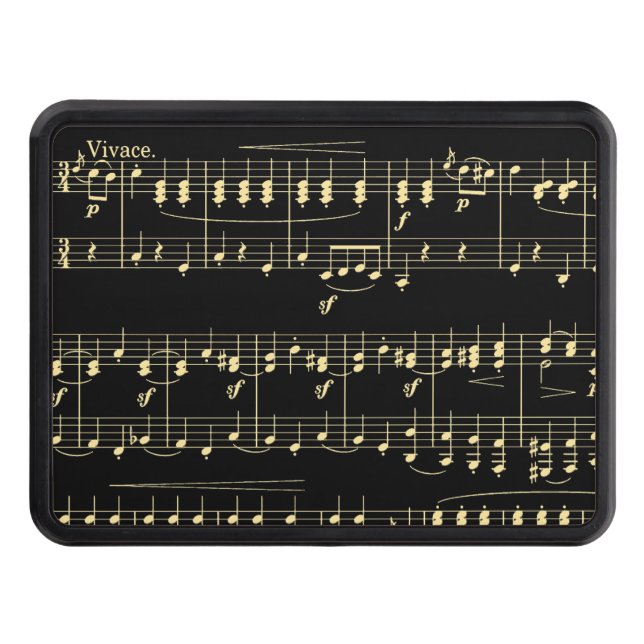 Golden Music on Black  Hitch Cover (Front)