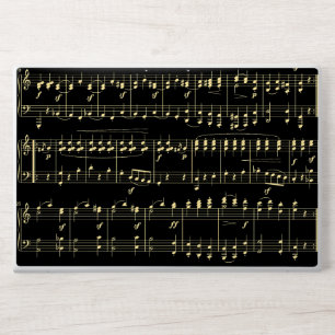 Golden Music on Black HP Laptop Skin