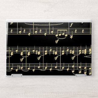 Golden Music on Black  HP Laptop Skin