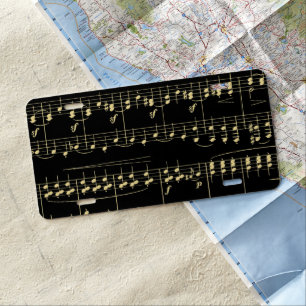 Golden Music on Black  License Plate