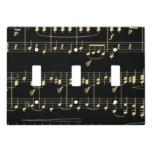 Golden Music on Black Light Switch Cover