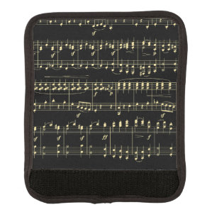 Golden Music on Black  Luggage Handle Wrap
