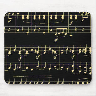Golden Music on Black Mouse Pad