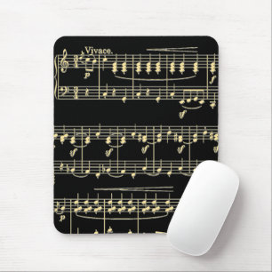 Golden Music on Black Mouse Pad