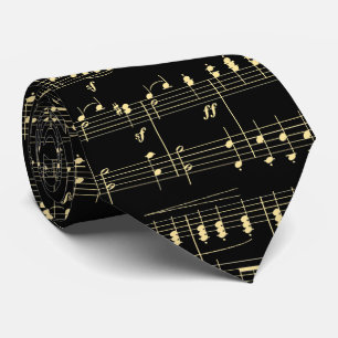 Golden Music on Black  Neck Tie