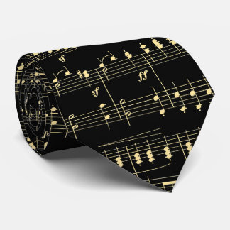 Golden Music on Black Neck Tie