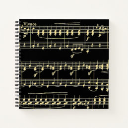 Golden Music on Black  Notebook