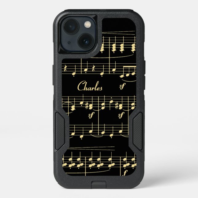 Golden Music on Black  Otterbox iPhone Case (Back)