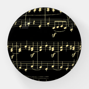 Golden Music on Black Paperweight