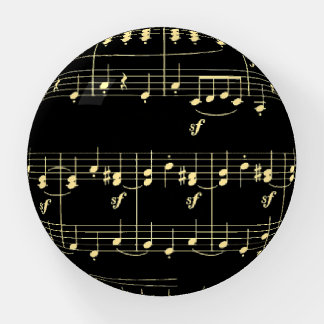 Golden Music on Black  Paperweight