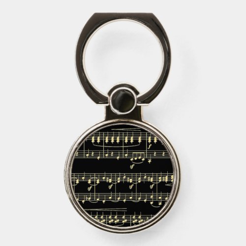 Golden Music on Black  Phone Ring Stand