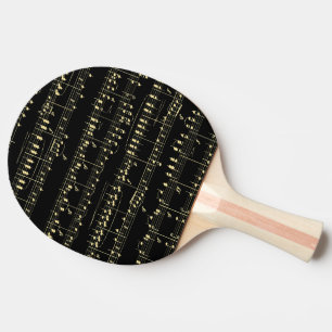 Golden Music on Black  Ping Pong Paddle