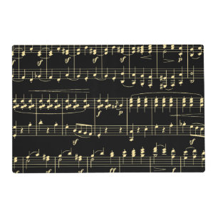 Golden Music on Black Placemat