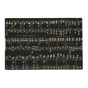 Golden Music on Black Placemat