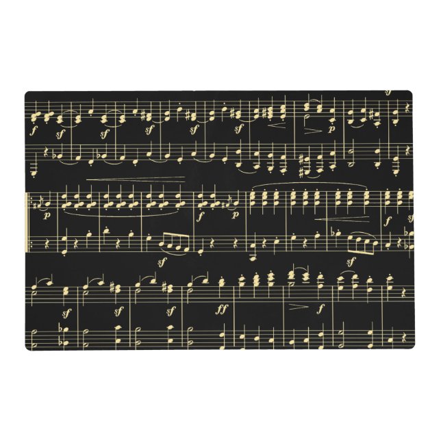 Golden Music on Black  Placemat (Front)
