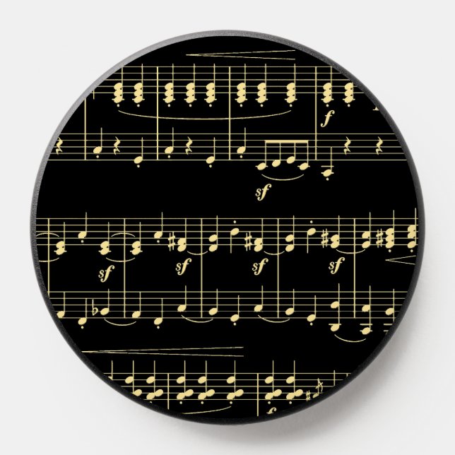 Golden Music on Black  PopSocket (Popsocket)