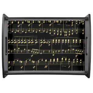 Golden Music on Black  Serving Tray