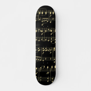 Golden Music on Black  Skateboard