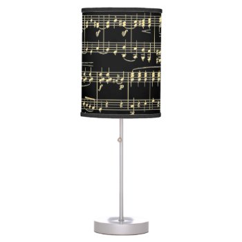 Golden Music On Black  Table Lamp by LwoodMusic at Zazzle