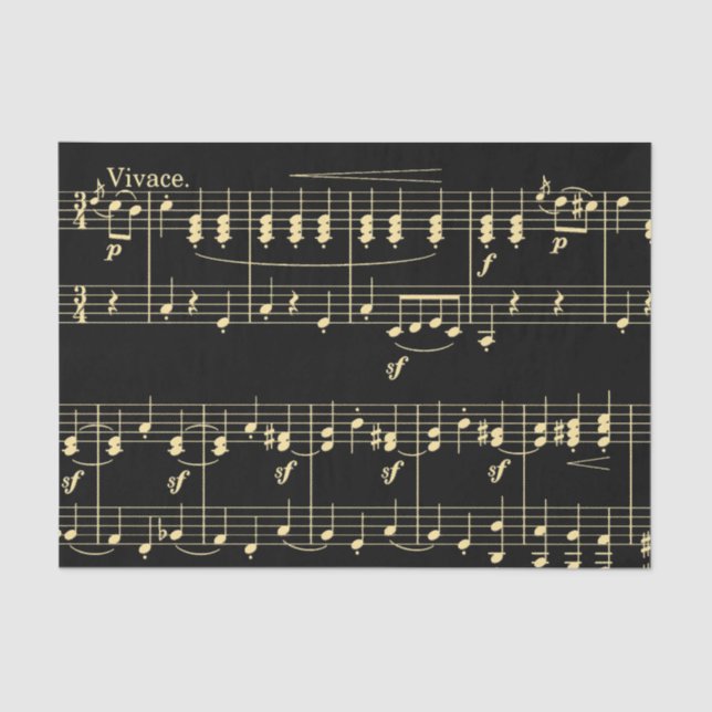 Golden Music on Black  Tissue Paper (Front)