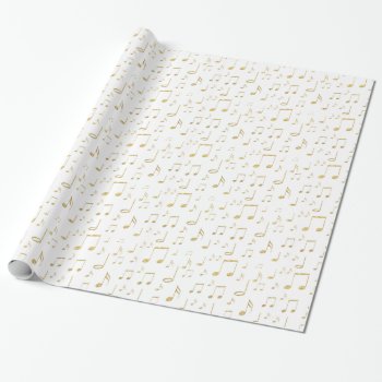 Golden Music Pattern Wrapping Paper by musickitten at Zazzle
