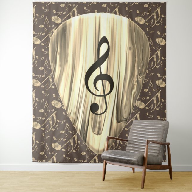 Golden Music Pick – Music Wall Art Tapestry (In Situ)