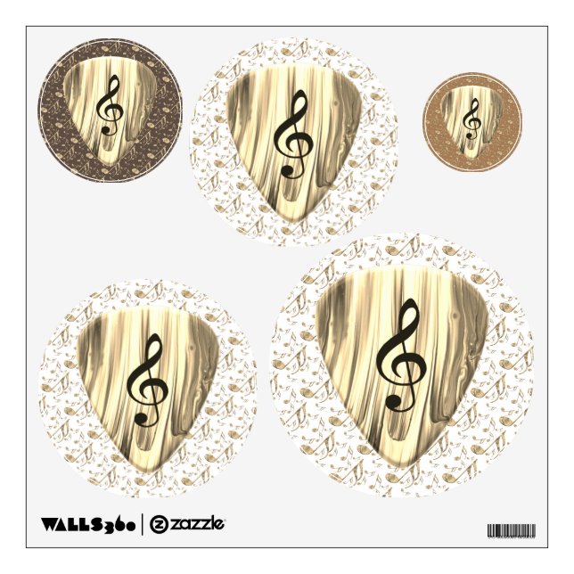 Golden Music Pick – Music Wall Art Wall Decal (Front)