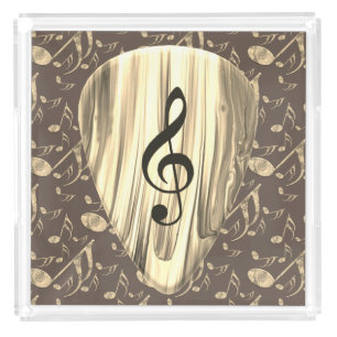Golden Music Pick – Treble Clef Art Acrylic Tray