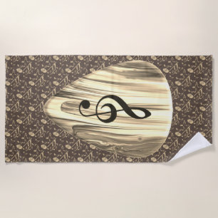 Golden Music Pick – Treble Clef Art Beach Towel