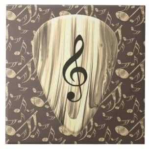 Golden Music Pick – Treble Clef Art Ceramic Tile