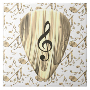 Golden Music Pick – Treble Clef Art Ceramic Tile