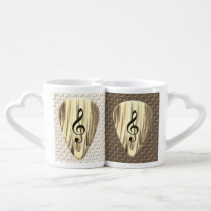 Golden Music Pick – Treble Clef Art Coffee Mug Set