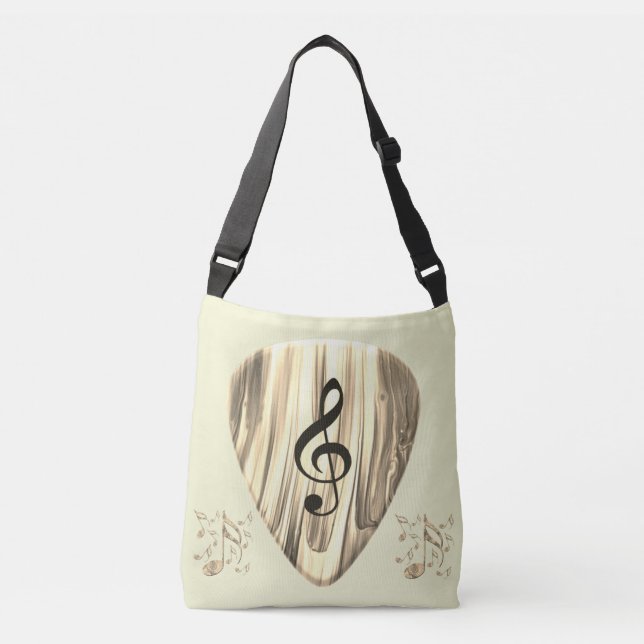 Golden Music Pick – Treble Clef Art Crossbody Bag (Front)